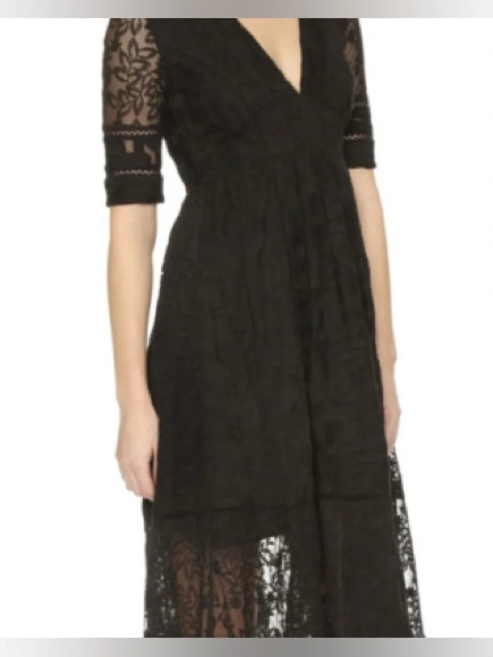 Free People Mountain Laurel Lace Midi Dress in black.
